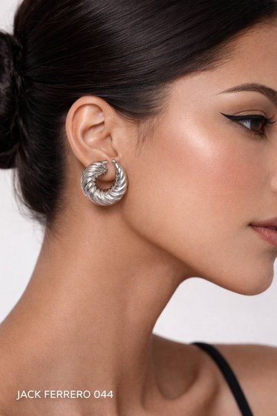 Women's White Color Steel Nova Spiral Twist Hoop Nail Earrings