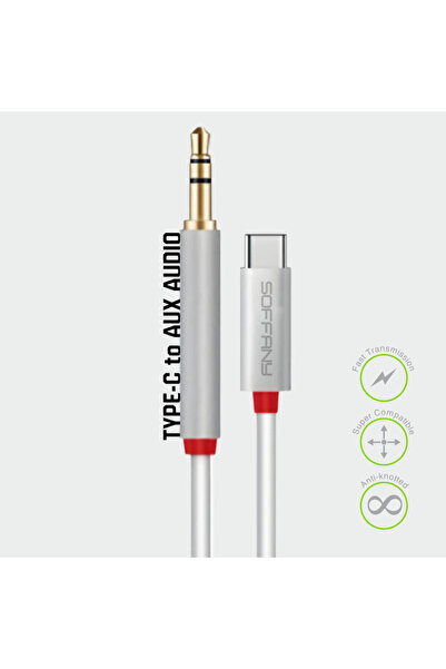 AC-295-001 AC-295-001 3.5 mm Jack AUX до Type-C аудио кабел бел