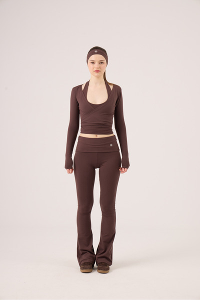 Beli Curvy Flare Ellen Leggings Pants Coffee