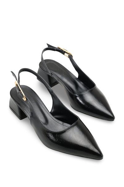 Alya Fia Women's Pointed Toe Open Back Heeled Shoes 001295 Black Rustic