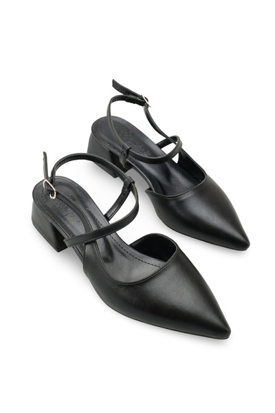 Carina Pia Women's Pointed Toe Open Back Heeled Shoes 0012120 Black