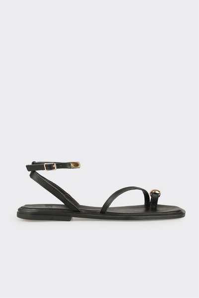 Black Leather Women's Sandals