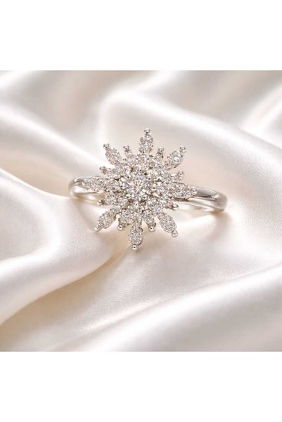 Steel Silver Color Rotating Snowflake Adjustable Ring