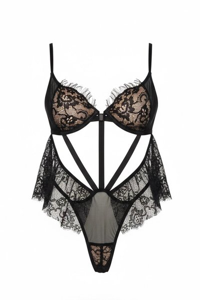 Lace Detailed Bodysuit Black