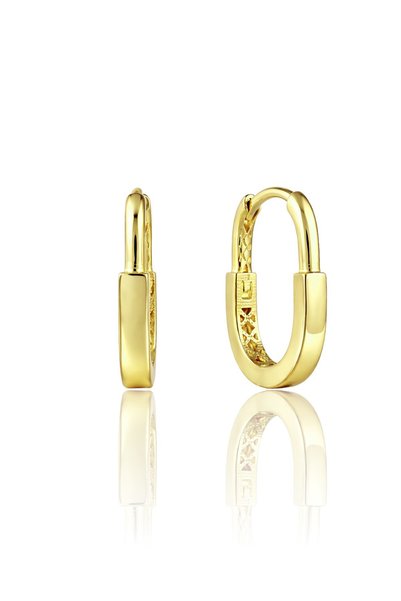 925 Sterling Silver Earrings Gold Plated Rectangular Hoop Earrings - Geometric Design Sgtl13278Gold