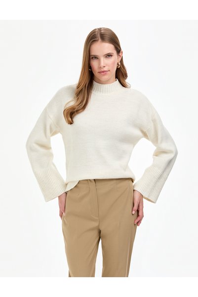 Ecru Comfort Fit Half Fisherman Sweater 50310958-Vr019