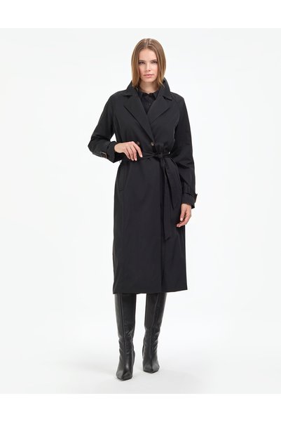 Black Belted Trench Coat 50314043-VR046