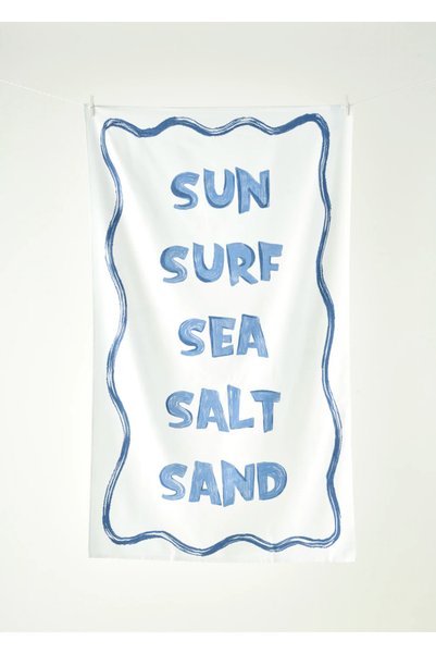 100% Cotton Marine Printed Beach Towel White (90X150 cm)