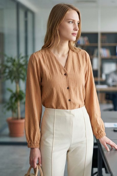 Women's Mink Sleeve Elasticized Wrap Shirt Arm-24K001002