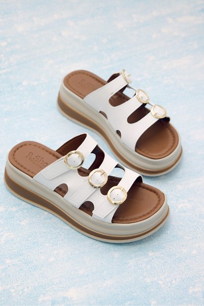Women's White Comfortable Fit High Sole Slipper