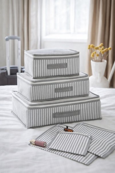 6-Piece Suitcase Travel Organizer Bag Pieces Striped