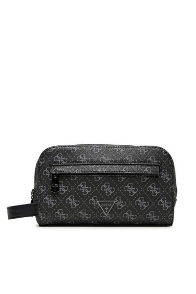 Men's Monogram Patterned Two-Compartment Handbag - Black