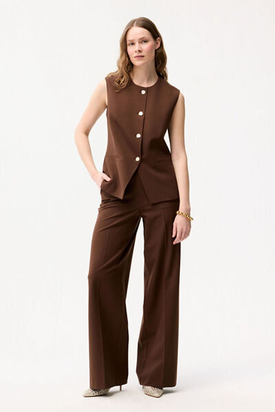 Wide leg pants with side zipper