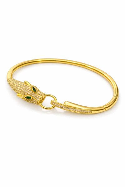 Panther Figured Zircon Stone Steel Women's Bracelet