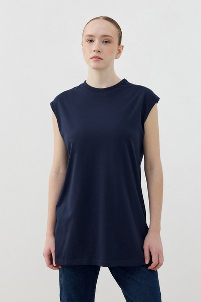 Merwish Zero Sleeve Basic T-Shirt Cotton Pack 1810 Navy Blue