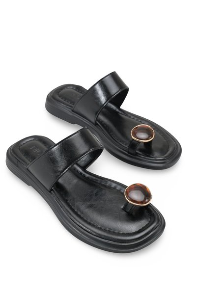 Rhea Flora Women's Flip Flops 0012286 Black Rustic