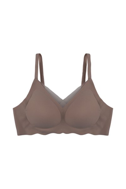 Non-wired Laser Cut Detailed Low-Cut Crossed Tulle Piece Stitch-Free Bra Set