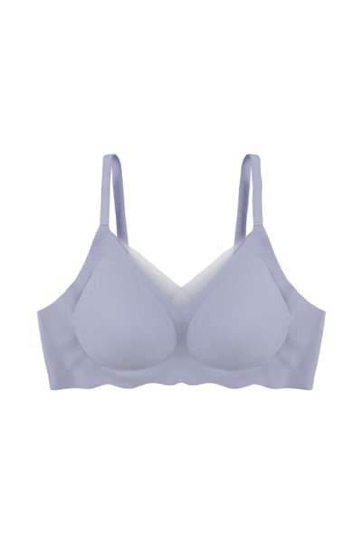 Non-wired Laser Cut Detailed Low-Cut Crossed Tulle Piece Stitch-Free Bra Set