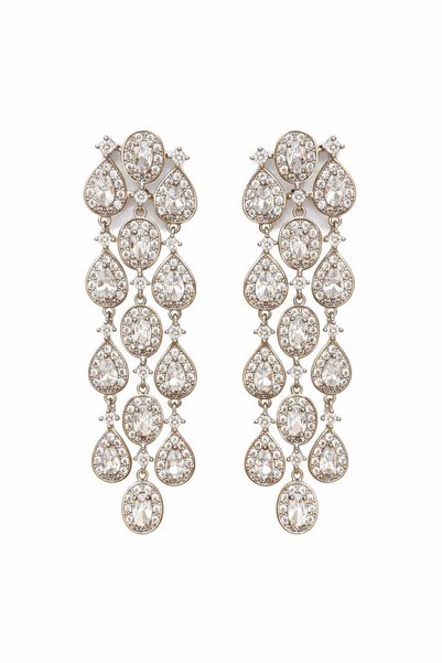 Long Dangling Zircon Stone Brass Women's Earrings