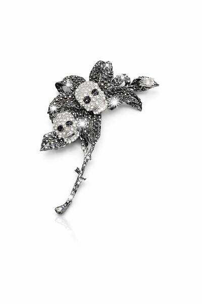 Gothic Design Skull Figured Zircon Stone Special Design Brooch