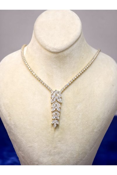Steel Zircon Stone Wheat Figured Waterway Women's Necklace