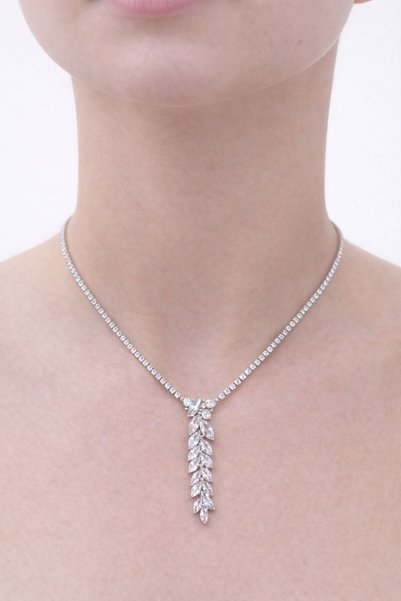 Steel Zircon Stone Wheat Figured Waterway Women's Necklace