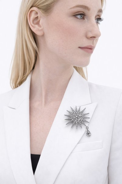 Sun Figure Stone Detailed Brooch