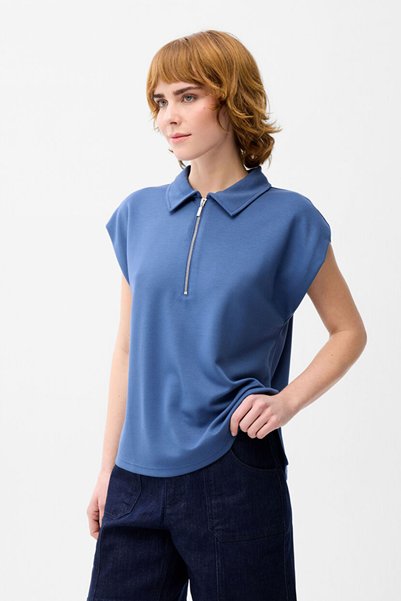 Collared Zip Detail Tshirt