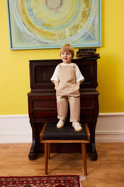 100% Cotton Gabardine Overalls for Baby Boy G6720A526Sp