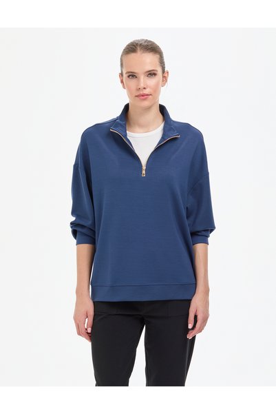 Navy Blue Regular Fit Modal Fabric Sweatshirt 50308116 -Vr033