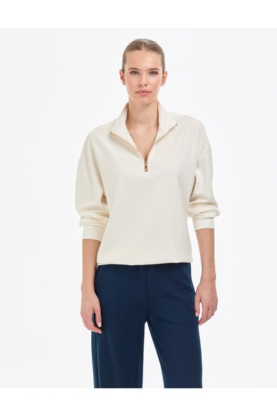 Ecru Regular Fit Modal Fabric Sweatshirt 50308116-Vr019