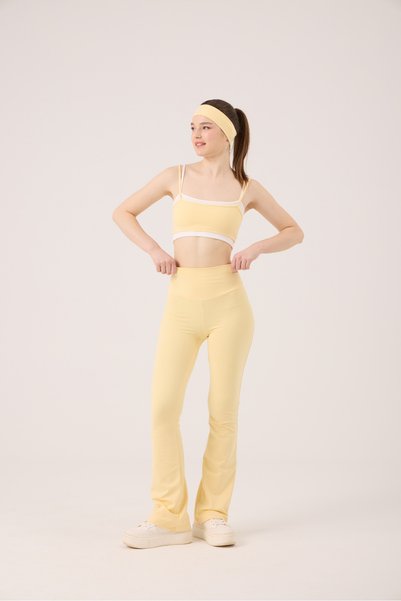 High Waist Flare Fabiola Leggings Trousers Yellow