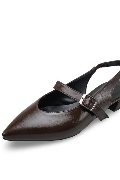 Vela Lia Women's Pointed Toe Open Back Heeled Shoes 0012505 Brown Rustic