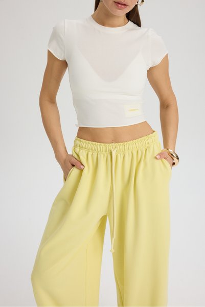 Scarlet Yellow Cropped Tracksuit Set