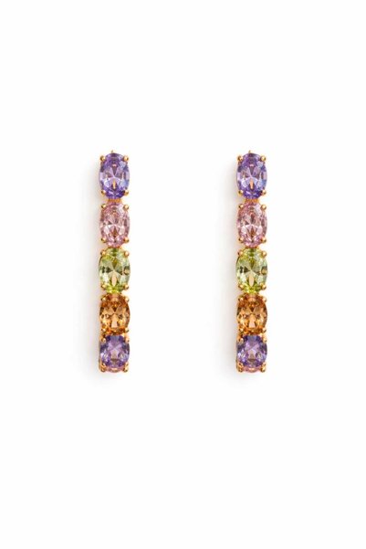 XUPING Rose Gold Steel Colorful Stone Long Design Dangling Women's Earrings