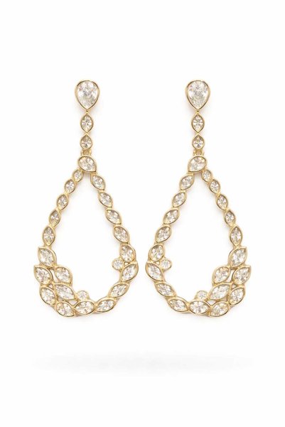 Steel Drop Model Zircon Stone Design Gold Earrings