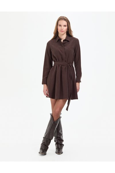 Dark Brown Comfort Fit Woven Dress 50318786-Vr084