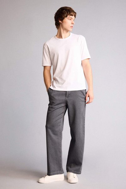 Ultra Soft Textured Wide Leg Jean Trousers H2882Ax26Sp