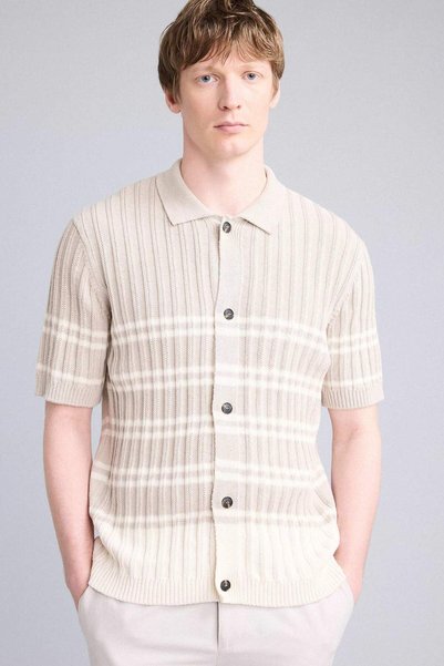 100% Cotton Standard Fit Striped Knitwear Polo T-Shirt G3244Ax26Sp