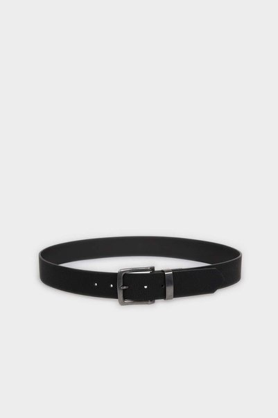 Men's Rectangular Buckle Faux Leather Casual Belt G9033Axns
