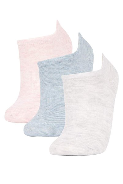 Women's Basic Plain 3-Piece Cotton Pack Sneakers Socks Z7568Azns
