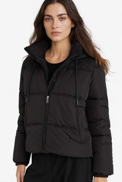 Water Repellent Regular Fit Hooded Zippered Inflatable Coat F1944Ax25Wn