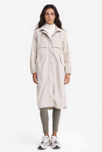 Water-Repellent Hooded Zip-Up Long Raincoat E8554AX25AU