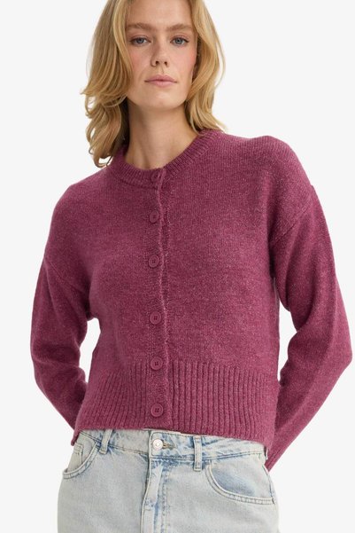Regular Fit Crew Neck Buttoned Knitwear Cardigan F3031Ax25Wn