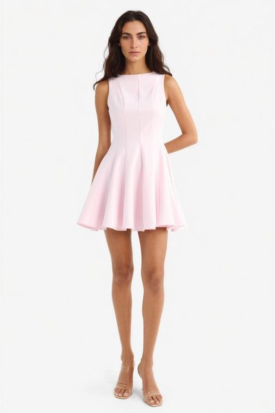 Boat Neck Sleeveless Mini Dress F2692Ax25Au