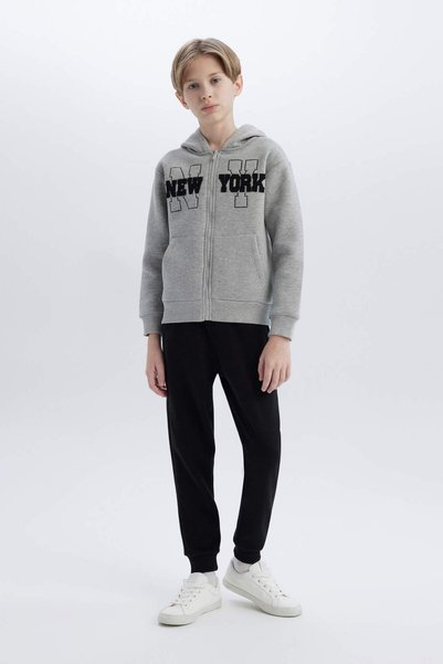 Boys' 2-Piece Set with Hooded Printed Zipped Sweatshirt and Elastic-Waist Sweatpants D2035A824AU