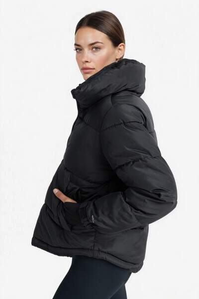 Windproof Water Repellent Regular Fit Stand Collar Zippered Inflatable Coat with Hand Pockets Z1438Az24Wn