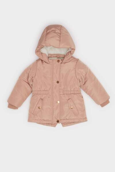 Windproof Hooded Waterproof Lined Snap Fastener Zipper Puffer Coat Baby Girl A2451A524Au