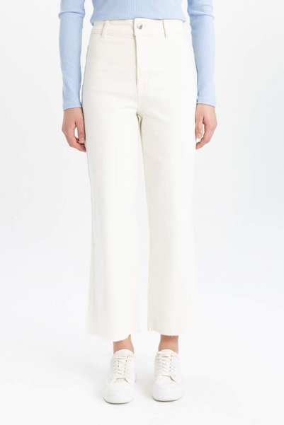 Culotte High Waist Cropped Hem Crop Jean Trousers B5012Ax24Sm