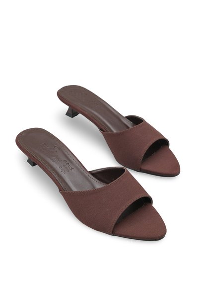 Phoebe Vita Women's Thin Heeled Slippers 001251 Matte Brown